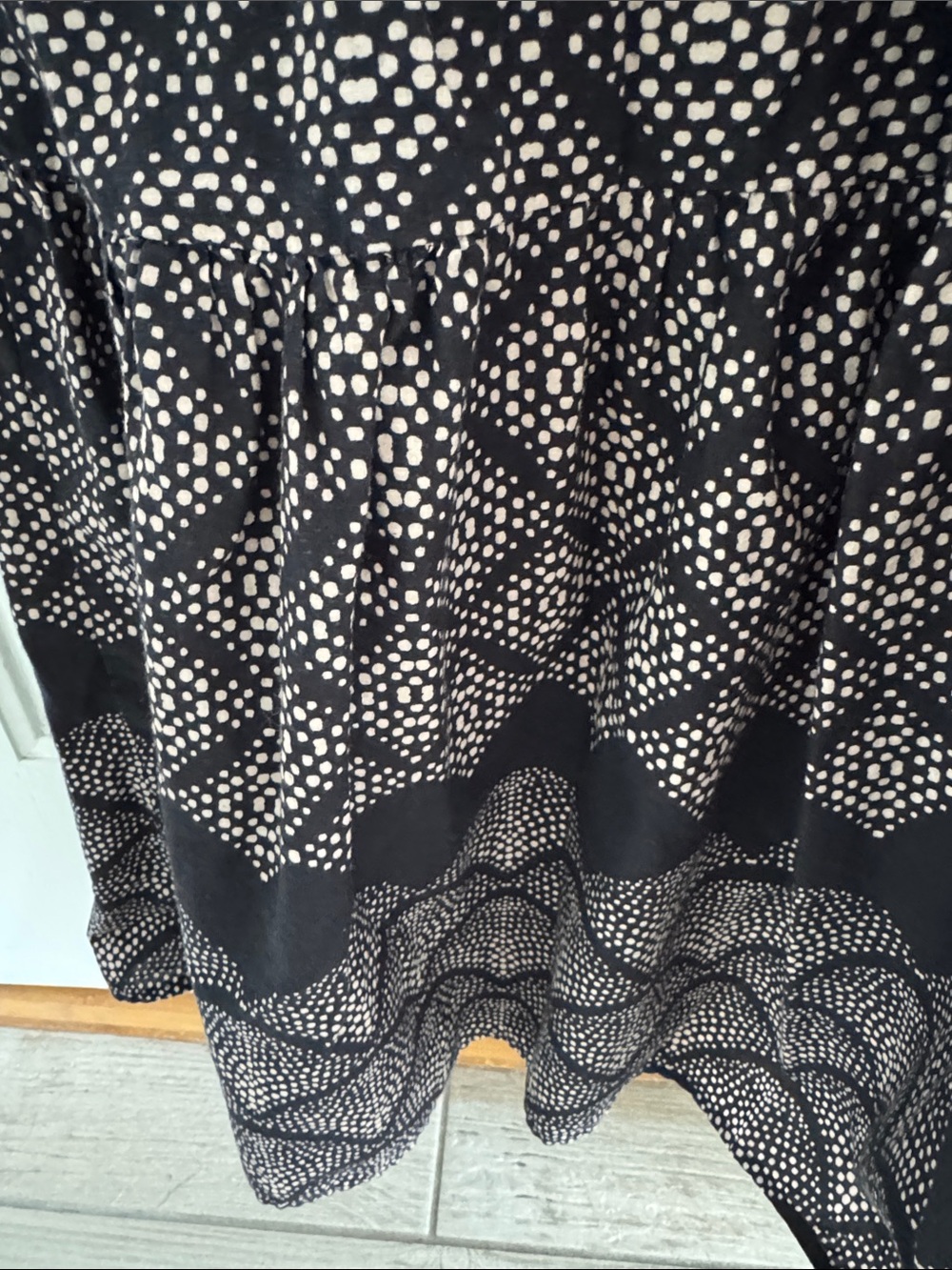 Michael Stars Alejandra Black and Cream Geometric Smocked Maxi Dress pockets M - Picture 5 of 5